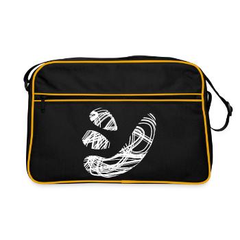Japanese text 'シ' (shi) pattern - Retro Bag - black/gold - Front