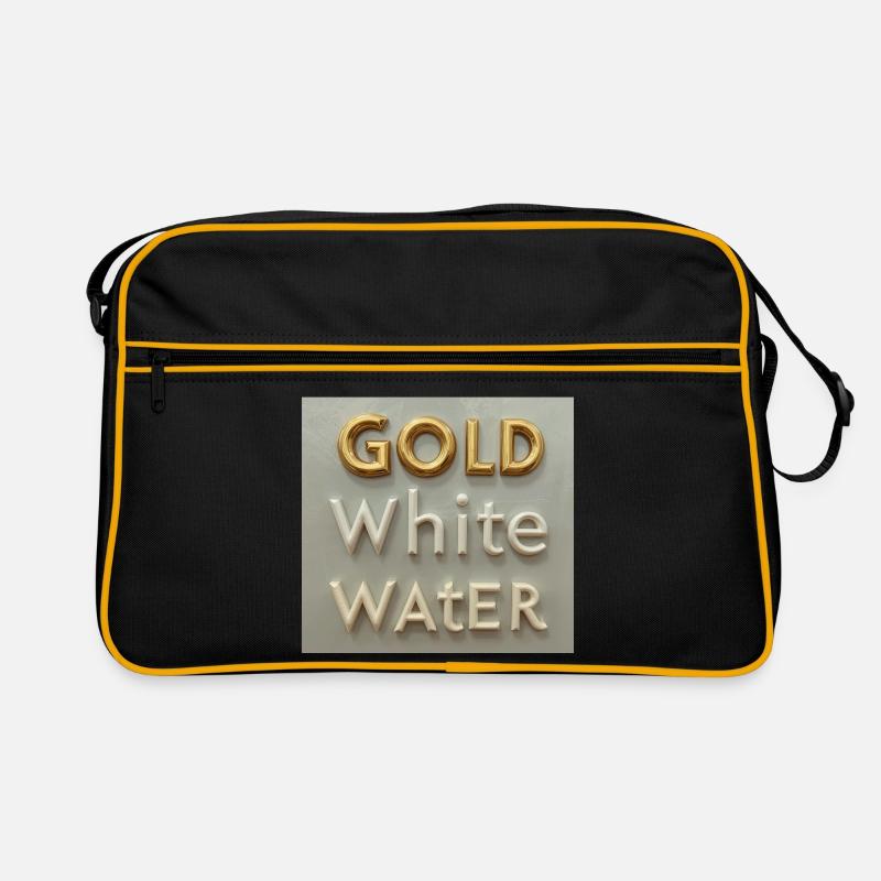 Golden White Water Typography Retro Bag