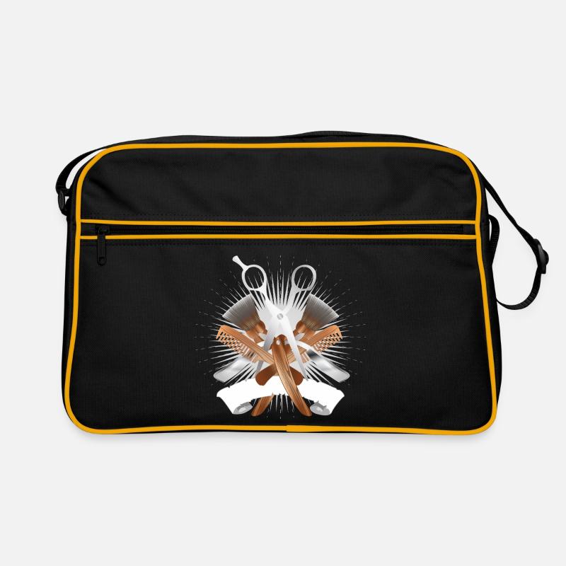 Motif élégant de barbier avec ciseaux et outils Sac Retro