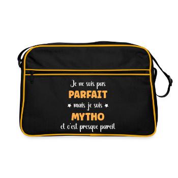 Not perfect but mytho — typographic humor - Retro Bag - black/gold - Front
