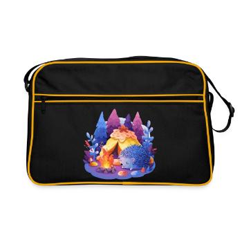 Sleeping hedgehog at the campfire - Retro Bag - black/gold - Front