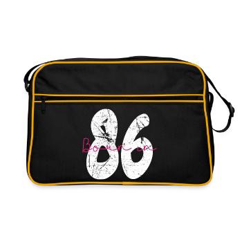 Born in 86 Neon Retro - Retro Tasche - Schwarz/Gold - Vorne