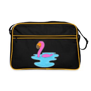 Natation au flamant rose - Sac Retro - noir/or - Devant