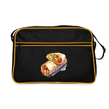 Colorful Vegetable Wrap Illustration - Retro Bag - black/gold - Front