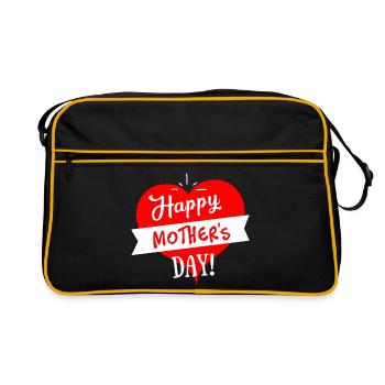 Joyeuse fête des mères Cœur - Blanc Rouge - Sac Retro - noir/or - Devant