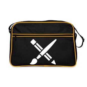 Brush, Pencil, Crafting, Art Icon - Retro Bag - black/gold - Front