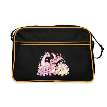 Cute Girl Dino Troop - Retro Bag - black/gold - Front