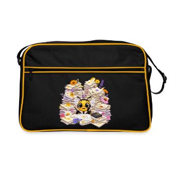 Office chaos bee in the paper forest - Retro Bag - black/gold - Front