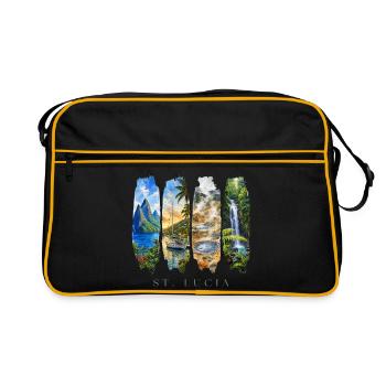 Voyage de vacances à Sainte-Lucie – Plage des Caraïbes et nature - Sac Retro - noir/or - Devant