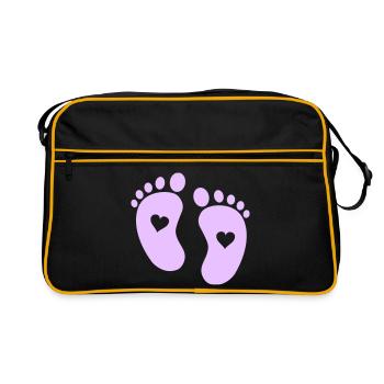 Empreinte de bébé Pattes en Cœur Délicate - Sac Retro - noir/or - Devant