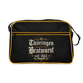 Thüringen Bratwurst seit 1613 - Retro Tasche - Schwarz/Gold - Vorne