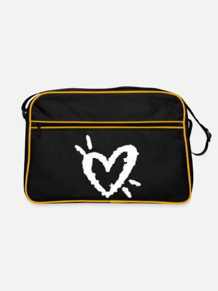 Pinselherz-Skizze - Retro Tasche - Schwarz/Gold