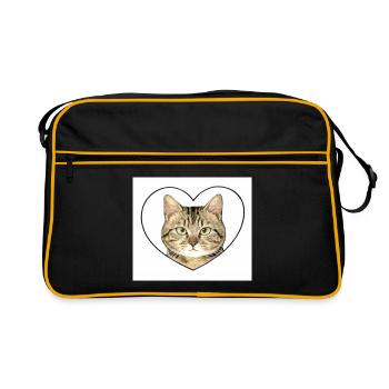 Cœur felin : portrait chat - Sac Retro - noir/or - Devant
