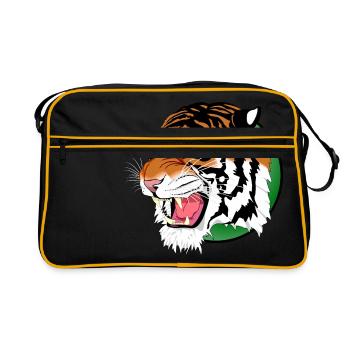 Lion Tiger Leopard prédateur - Sac Retro - noir/or - Devant
