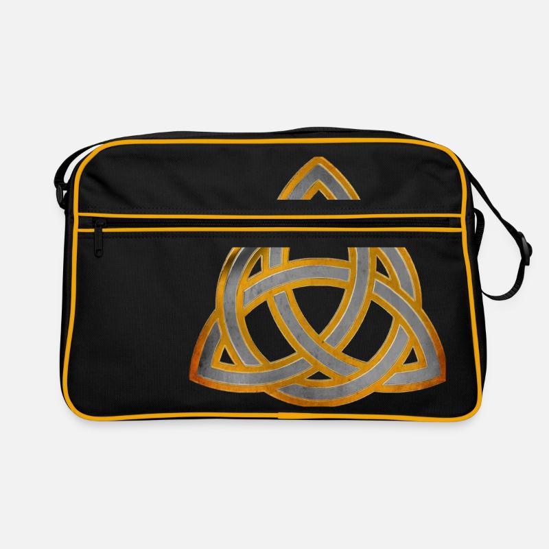 CELTIC KNOT 3 - antique silver gold - Retro Tasche - Schwarz/Gold