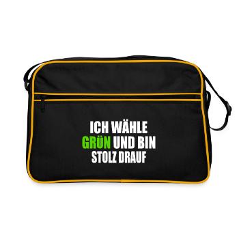Je vote vert et j’en suis fier - Sac Retro - noir/or - Devant
