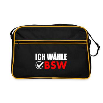 ich wähle bsw - Retro Tasche - Schwarz/Gold - Vorne