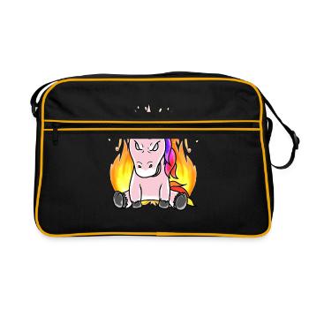 Unicorn Unicorns Horror Devil Demon Halloween - Retro Bag - black/gold - Front