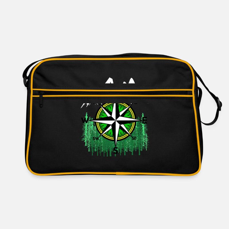 Wilderness Mountains Mountain Compass Windrose Mountains Retro Bag