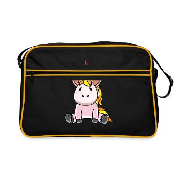 Fiery Flame Heat Unicorn Fantasy - Retro Bag - black/gold - Front