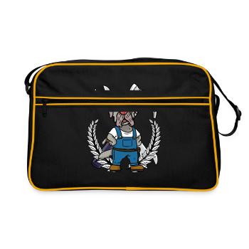 Werkzeug Mechaniker Werkstatt Berufe Job - Retro Tasche - Schwarz/Gold - Vorne