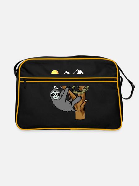 Sloth wilderness wildlife sportsport climbing - Retro Bag - black/gold - Front