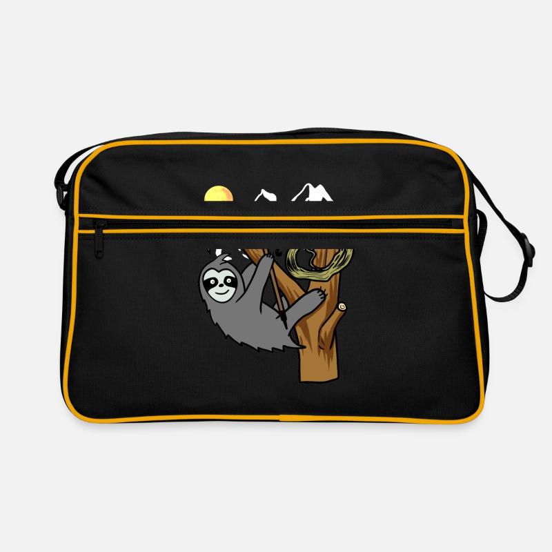 Faultier Wildnis Wildtier sportlich klettern - Retro Tasche - Schwarz/Gold