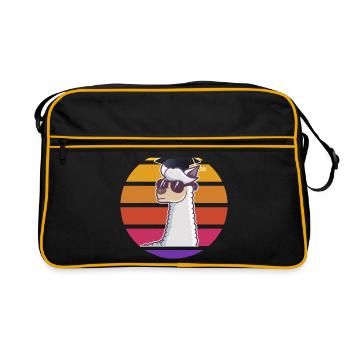 Lama Doktorhut Abschluss Retro Lama Promotion - Retro Tasche - Schwarz/Gold - Vorne