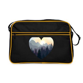 Liebe die Natur. Berge, Wald, Camping Geschenk - Retro Tasche - Schwarz/Gold - Vorne