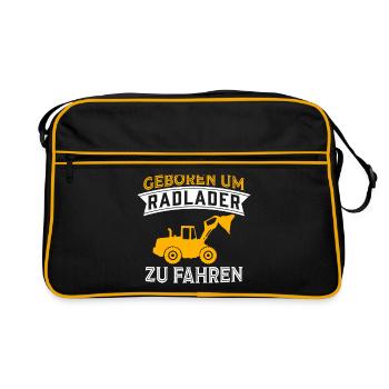 Geboren Um Radlader Zu Fahren Radladerfahrer - Retro Tasche - Schwarz/Gold - Vorne