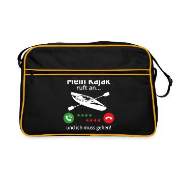 Mein Kajak ruft an und ich muss gehen Kayak - Retro Tasche - Schwarz/Gold - Vorne