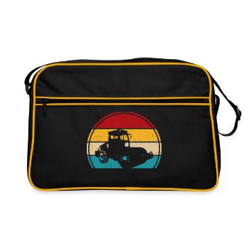 Walze retro t-shirt Straßenwalze - Retro Tasche - Schwarz/Gold - Vorne