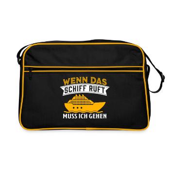 wenn das schiff ruft muss ich gehen - Retro Tasche - Schwarz/Gold - Vorne