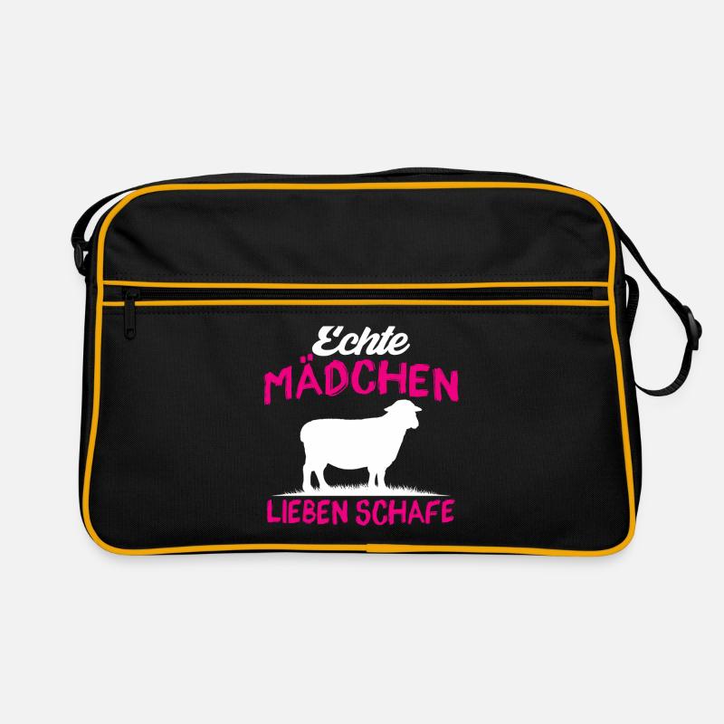Echte Mädchen lieben Schafe - Retro Tasche - Schwarz/Gold