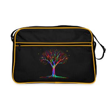 Magischer Baum - Psychedelische Kunst - Retro Tasche - Schwarz/Gold - Vorne