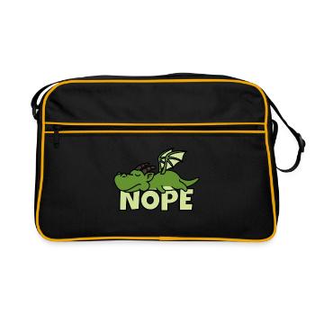 Drache Comic Schlafen Nope Faul Faulenzer Geschenk - Retro Tasche - Schwarz/Gold - Vorne