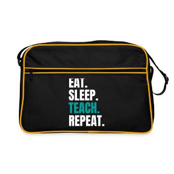 Enseignant Enseignant Mange Sommeil Enseigner Répéter - Sac Retro - noir/or - Devant