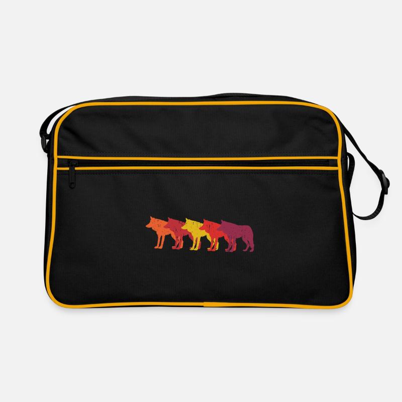 Wölfe Retro - Retro Tasche - Schwarz/Gold
