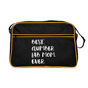 Clumber Lab Mom - Retro Tasche - Schwarz/Gold - Vorne