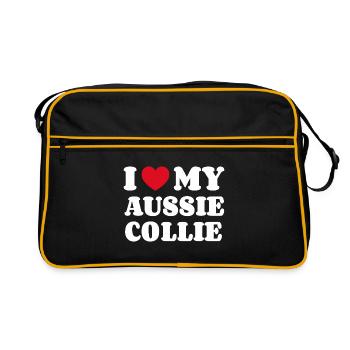 I Love My Aussie Collie - Retro Bag - black/gold - Front