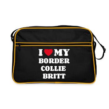 J’adore mon Border Collie Britt - Sac Retro - noir/or - Devant