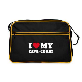 I Love My Cava Corgi - Retro Bag - black/gold - Front