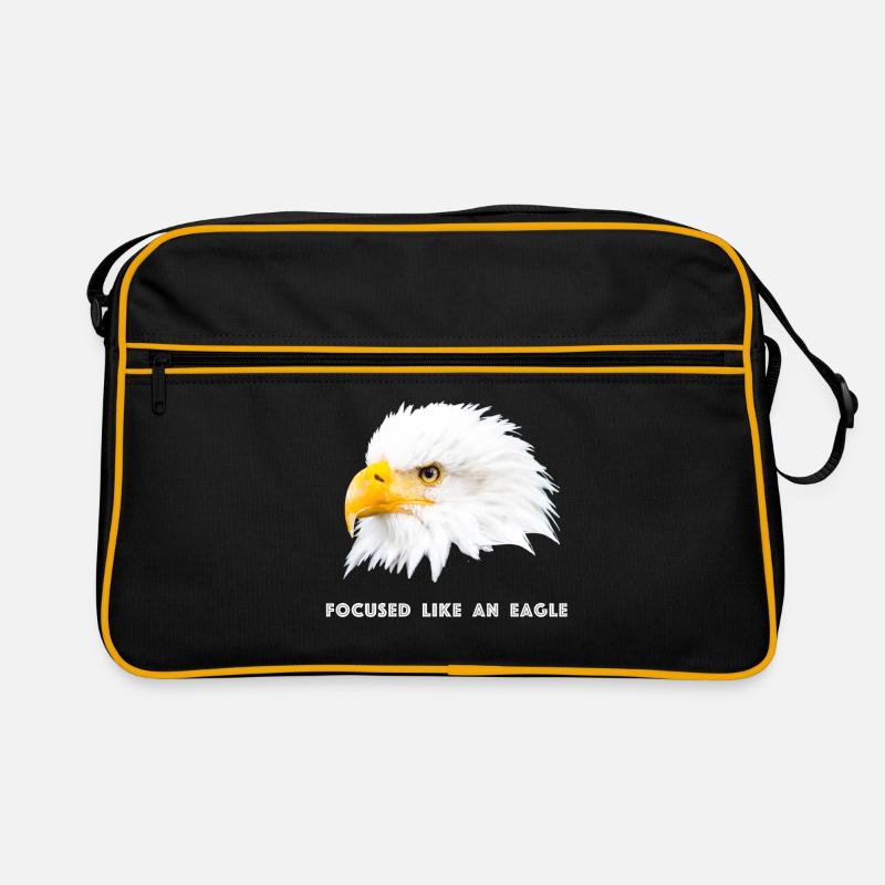 Weißkopfseeadler - Retro Tasche - Schwarz/Gold