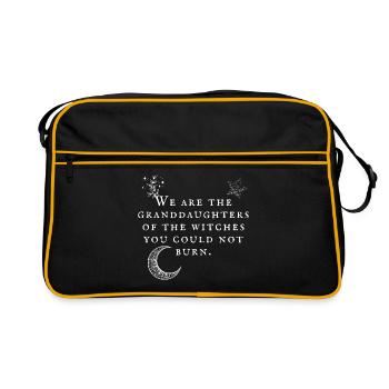 Hexe - Hexen Enkelinnen Mond - dunkel - Retro Tasche - Schwarz/Gold - Vorne