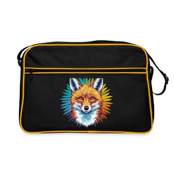 Fuchs - Illustration - Retro Tasche - Schwarz/Gold - Vorne
