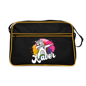 XAVER - Beau nom de garçon avec licorne cool - Sac Retro - noir/or - Devant
