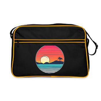 Vintage Beach Landscape turq - Sac Retro - noir/or - Devant