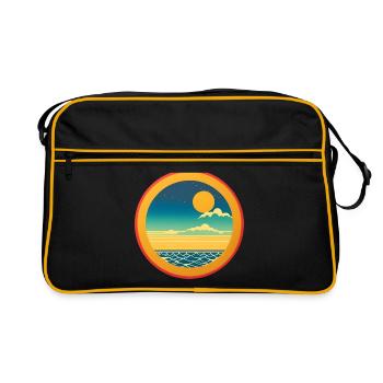 Vintage Beach Landscape Orange - Sac Retro - noir/or - Devant