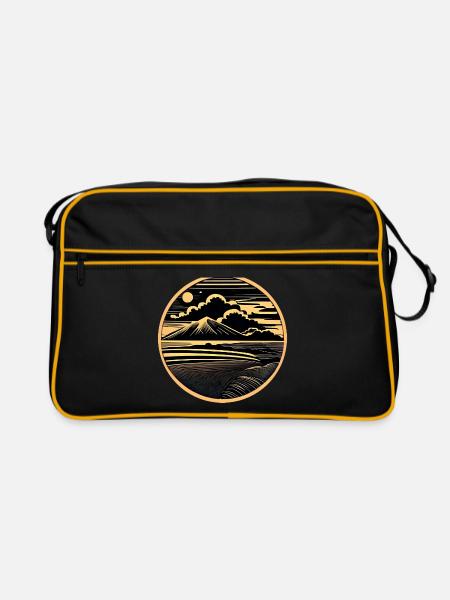Vintage Beach Landscape bb - Sac Retro - noir/or - Devant