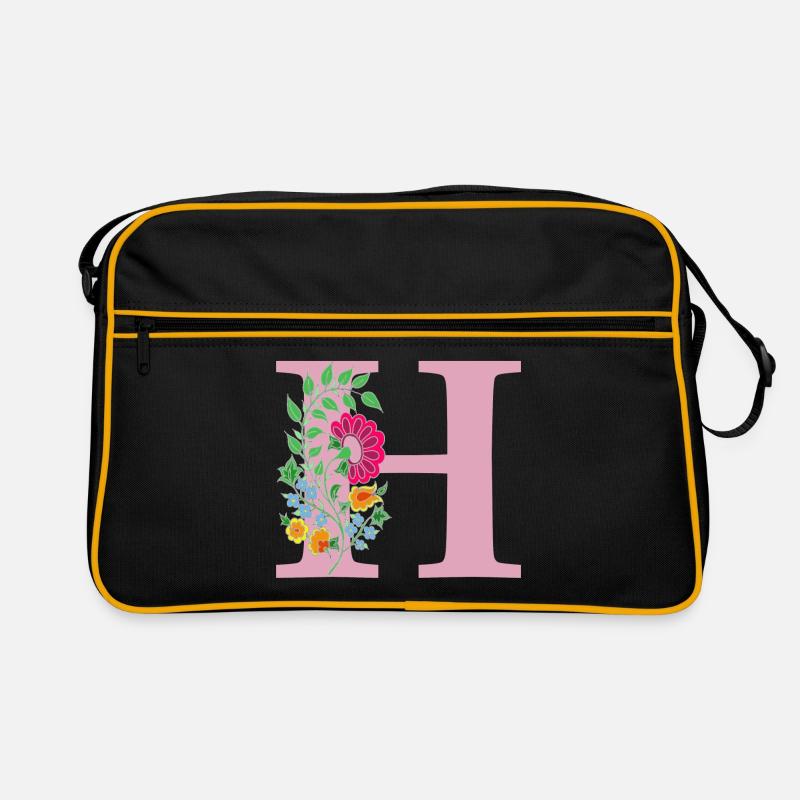 blume 12 rot mit h - Retro Tasche - Schwarz/Gold